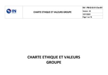 Charte Ethique et Valeurs Groupe