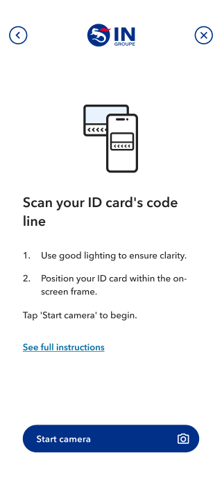 Image of mobile screen, Verify identity with passport